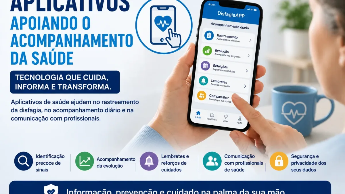 Caregiver using a health app to monitor dysphagia signs