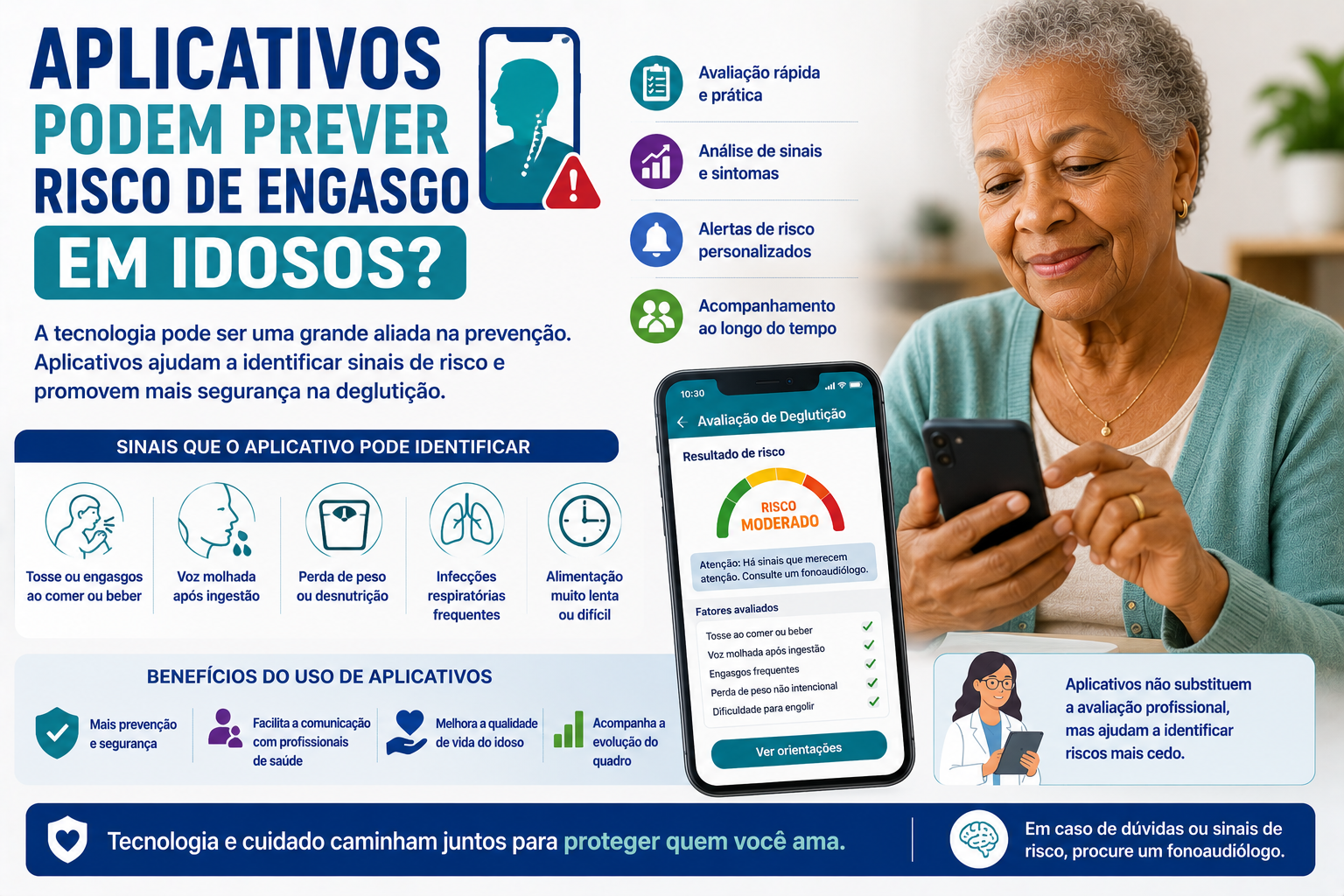 Aplicativo mostra risco de engasgo em idoso