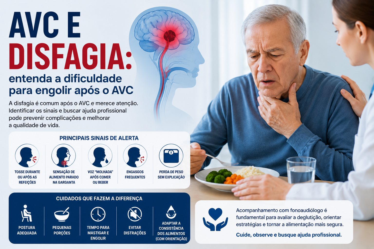 AVC e disfagia com dificuldade para engolir após o AVC