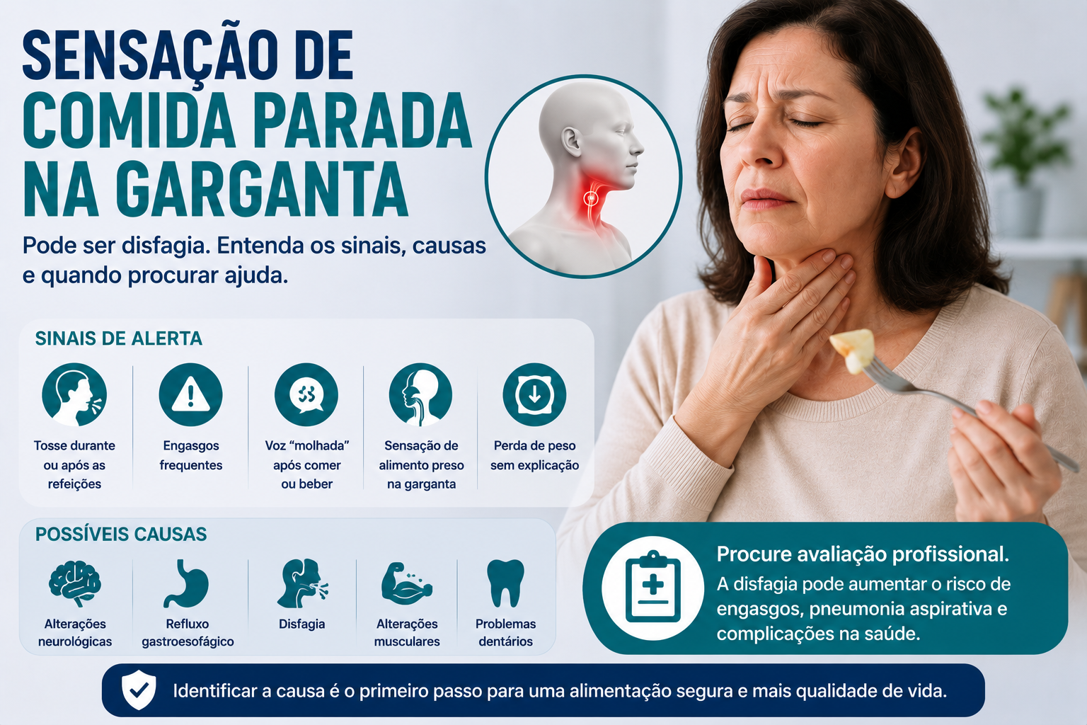 Sensação de comida parada na garganta e dificuldade para engolir