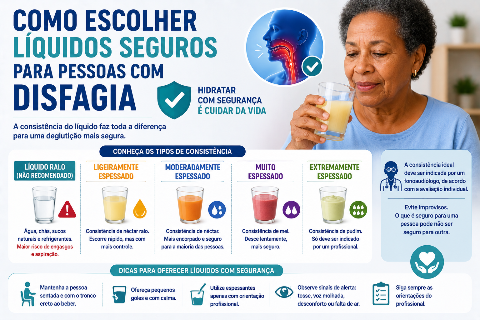 Escolha de líquidos seguros para pessoas com disfagia