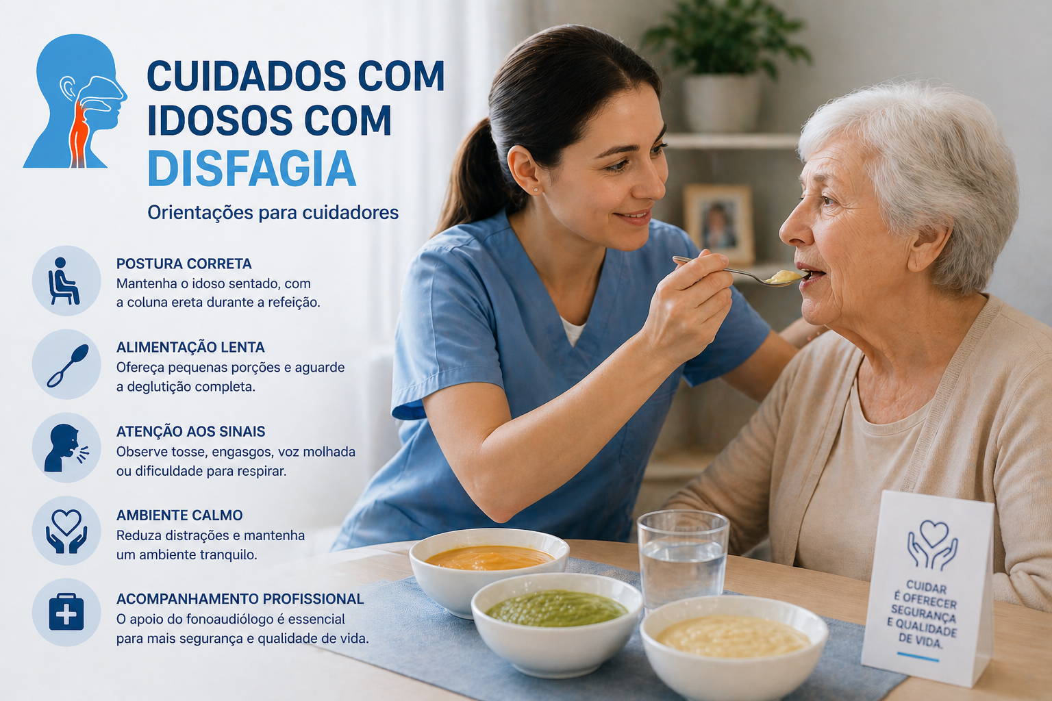 Cuidados com idosos com disfagia e alimentação segura