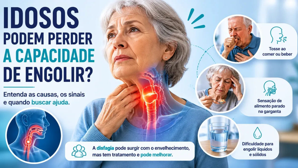 Older adult receiving guidance about swallowing difficulty and dysphagia signs