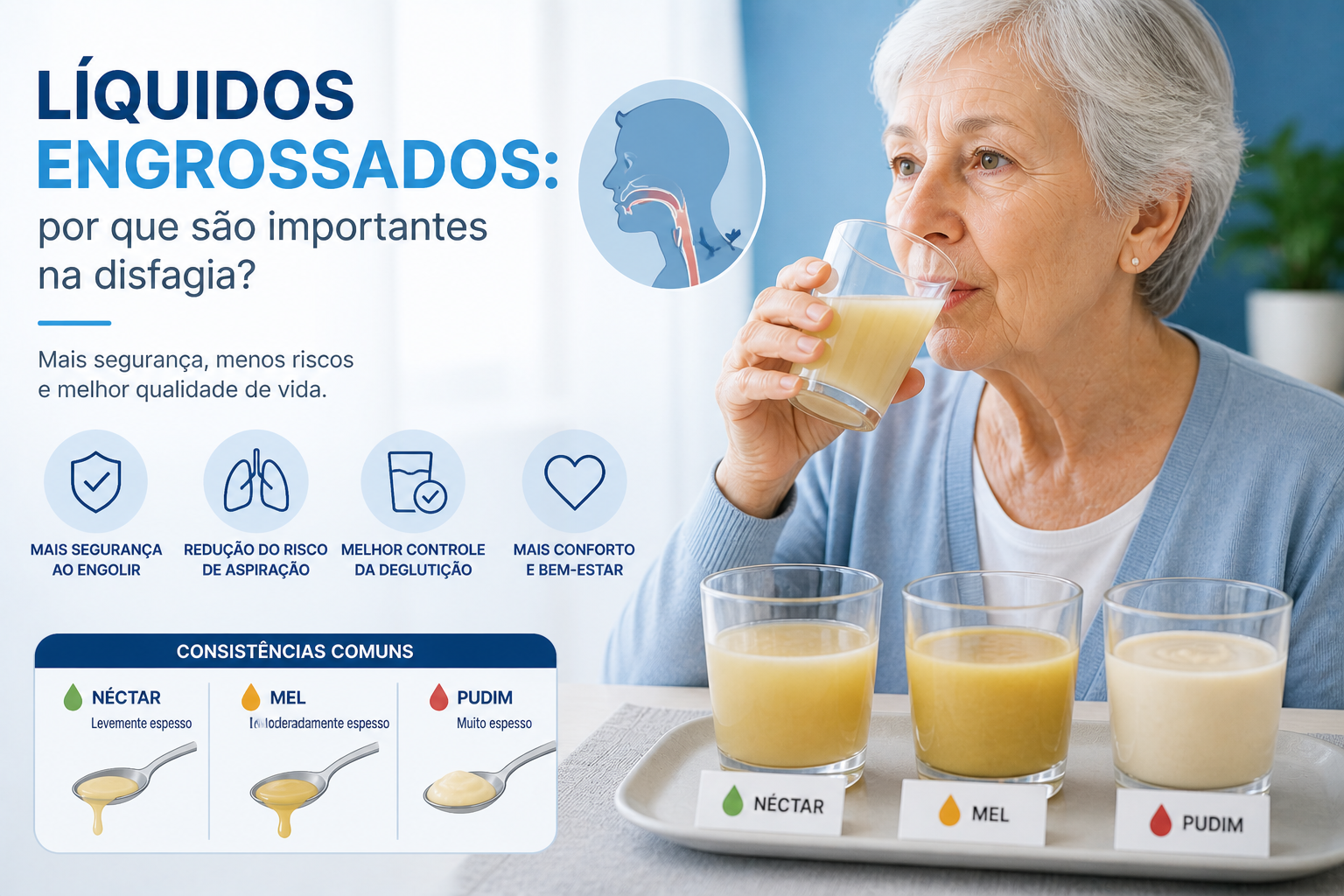 Líquidos engrossados para pessoas com disfagia e alimentação segura