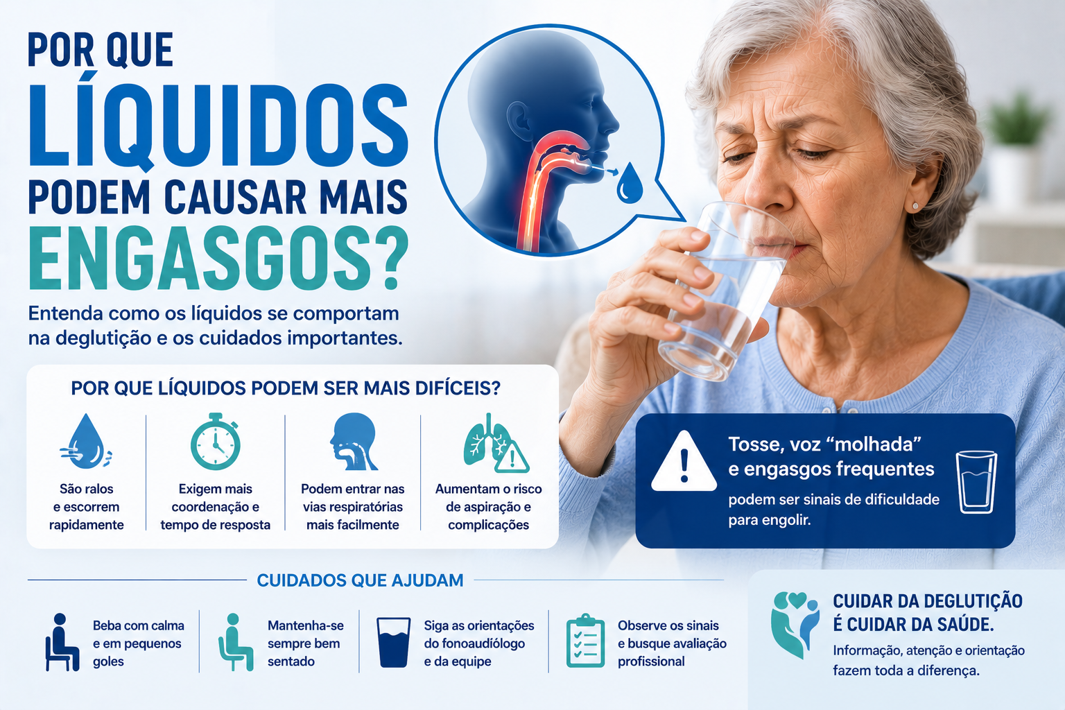 Por que líquidos podem causar mais engasgos e como beber com segurança