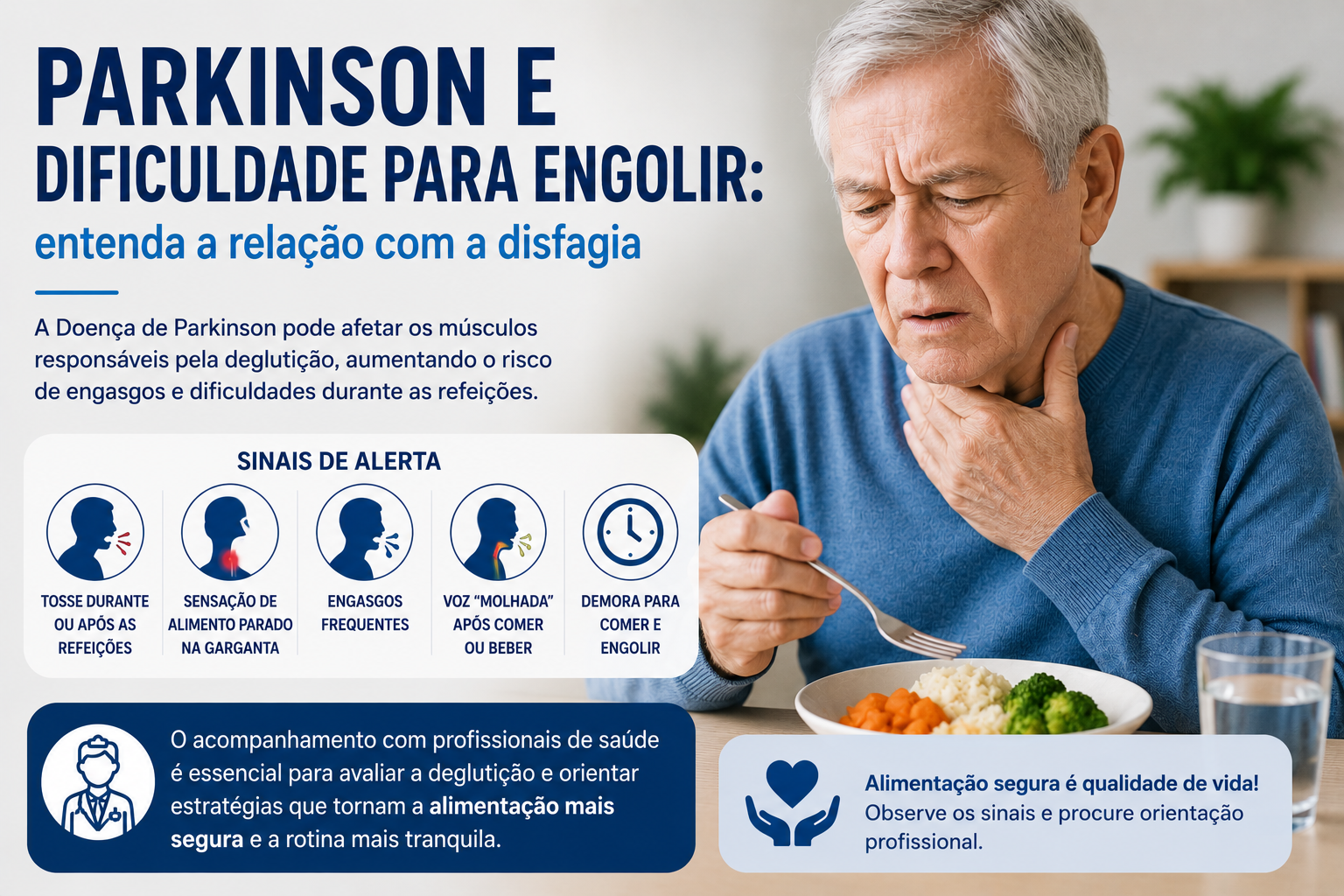Parkinson e dificuldade para engolir relacionada à disfagia