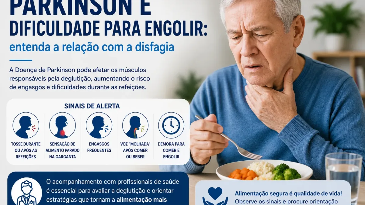 Person with Parkinson disease receiving guidance about swallowing difficulty and dysphagia