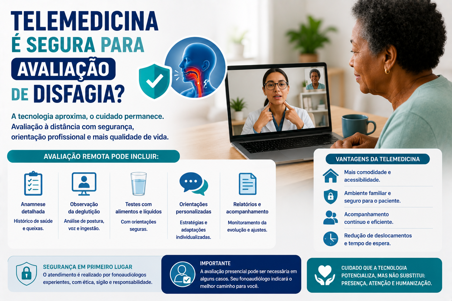 Consulta de telemedicina para avaliação de disfagia