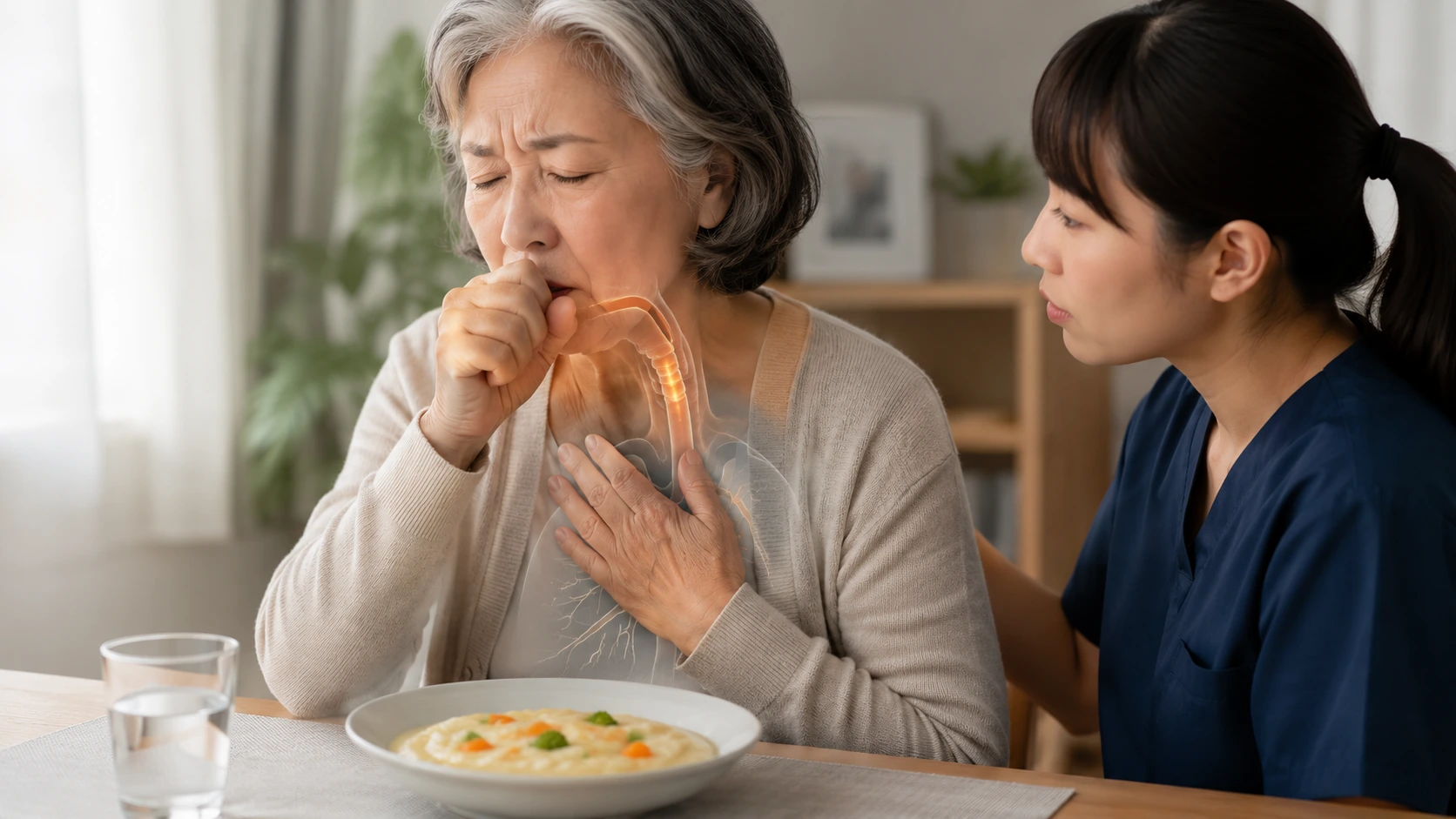 Tosse durante alimentação e sinais de disfagia